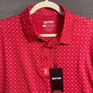 NEW Bogey Bros Polo Shirt L Regular Red Middle Finger Bird Graphic Golf Funny